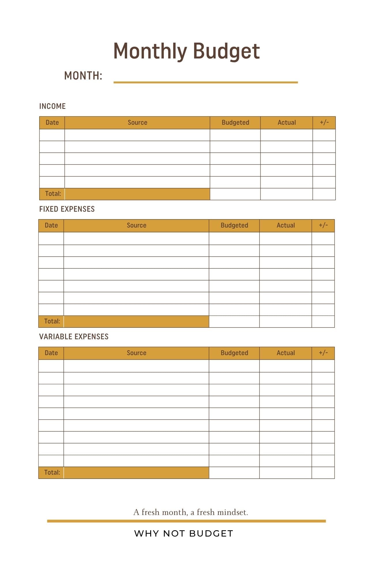 Why Not Budget Planner