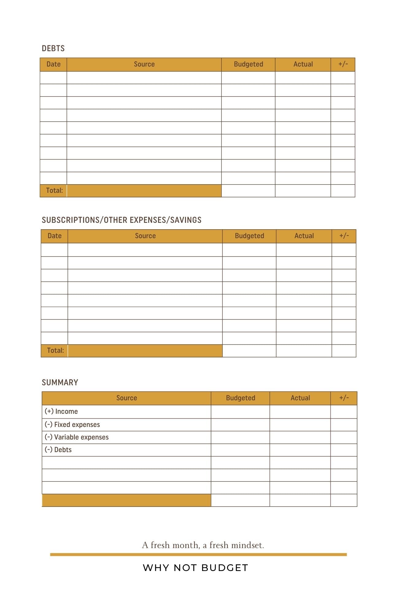 Why Not Budget Planner