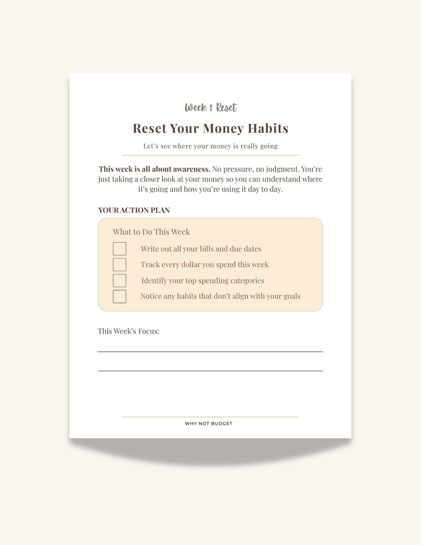 30-Day Money Reset (Printable PDF Workbook)