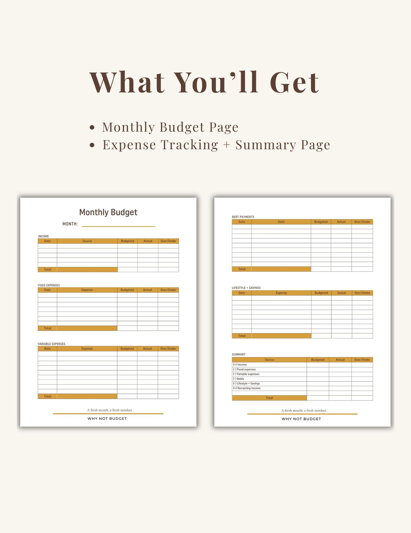 Monthly Budget Printable | Simple Budget Planner to Track Income & Expenses