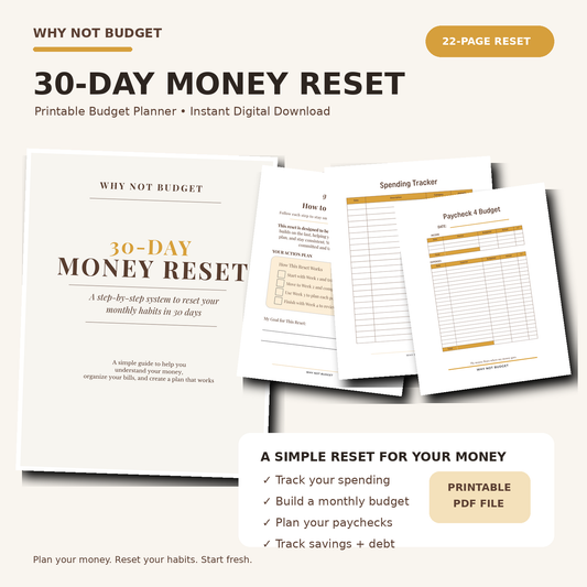 30-Day Money Reset | Printable Budget Planner