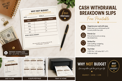 Cash Withdrawal Breakdown Slips | Free Printable